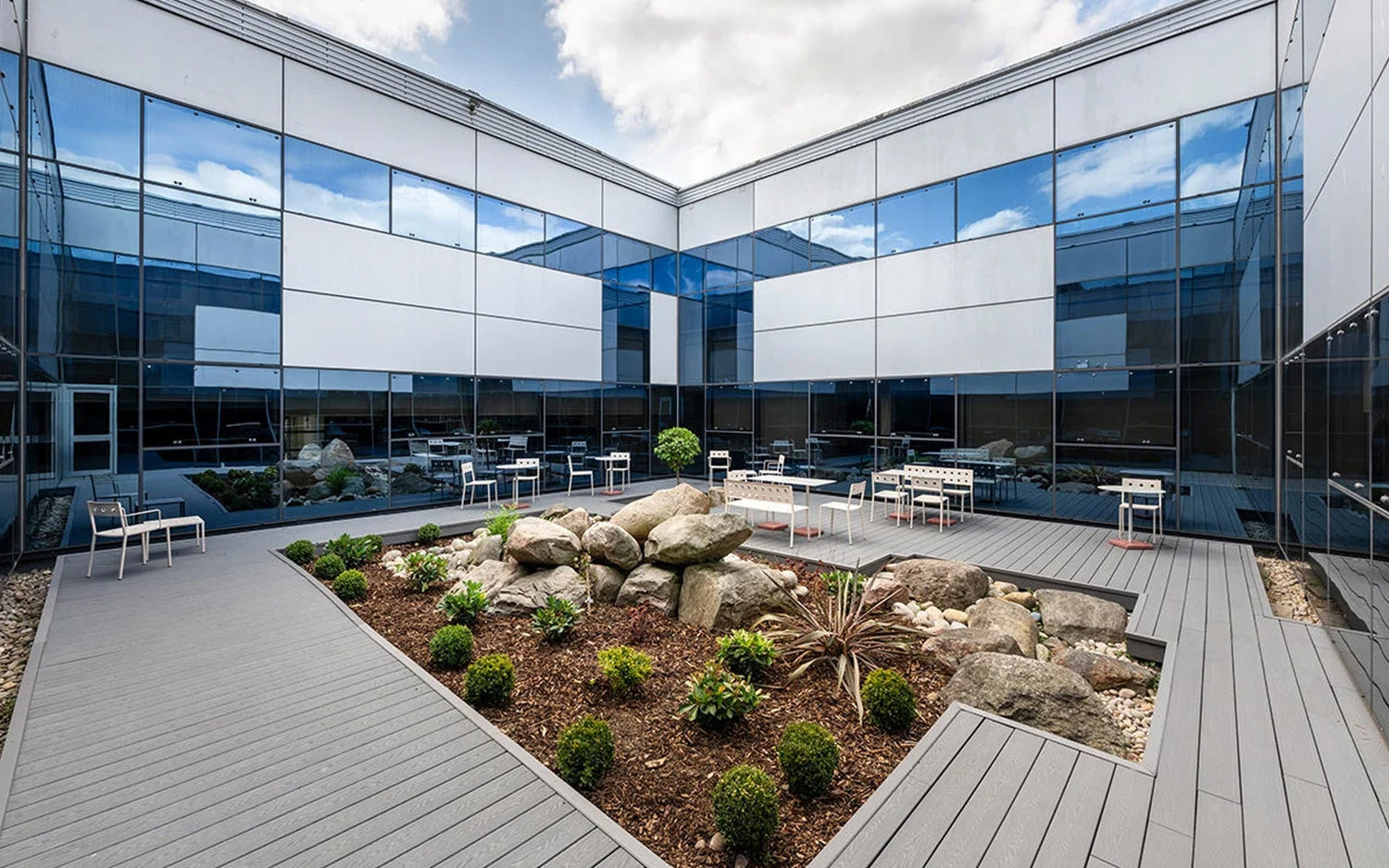 Classic Grey Decking Transforms The Smiths News Office Courtyard