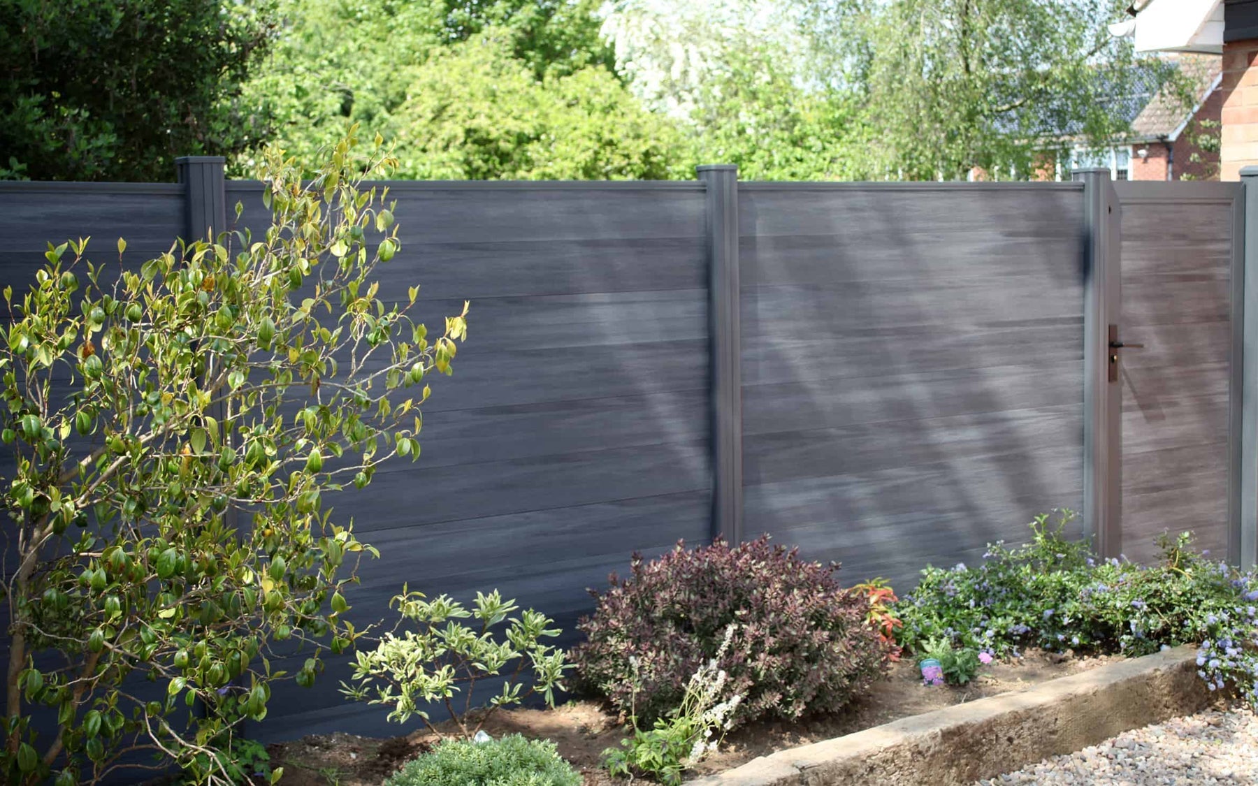 grey garden composite fence and gate