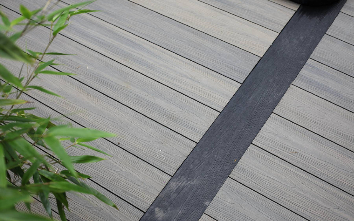 composite decking area in grey and charcoal