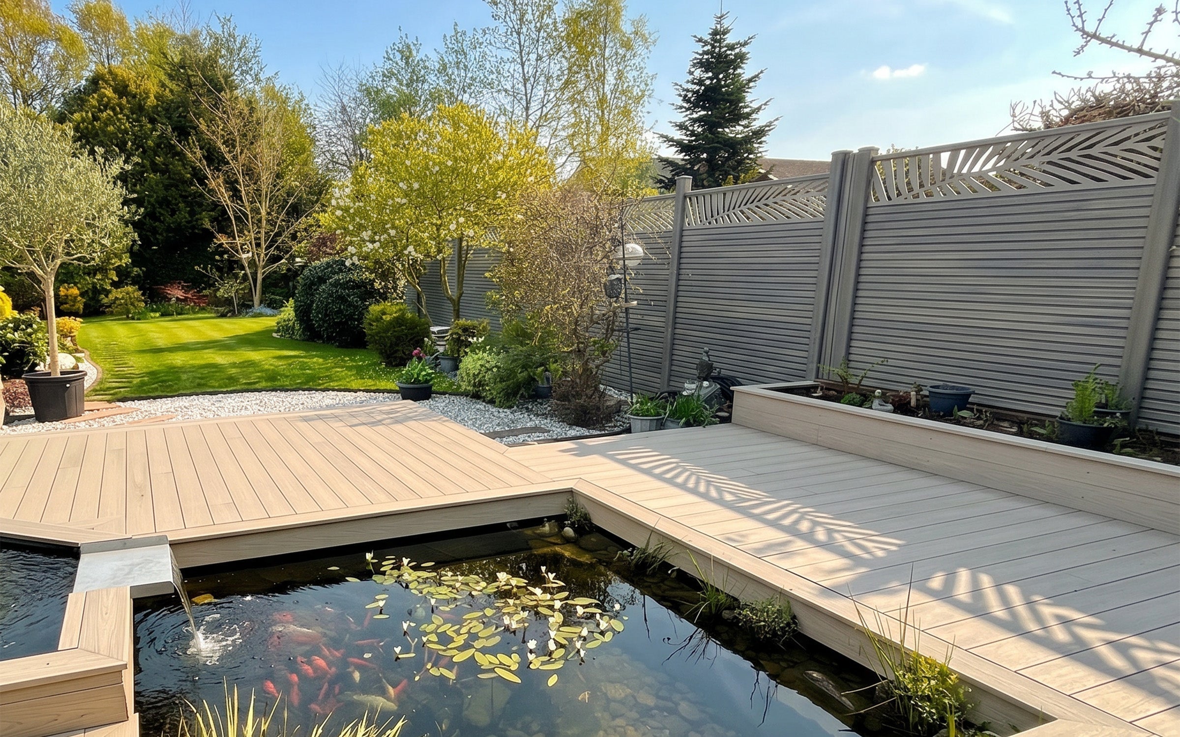 silver birch composite fencing