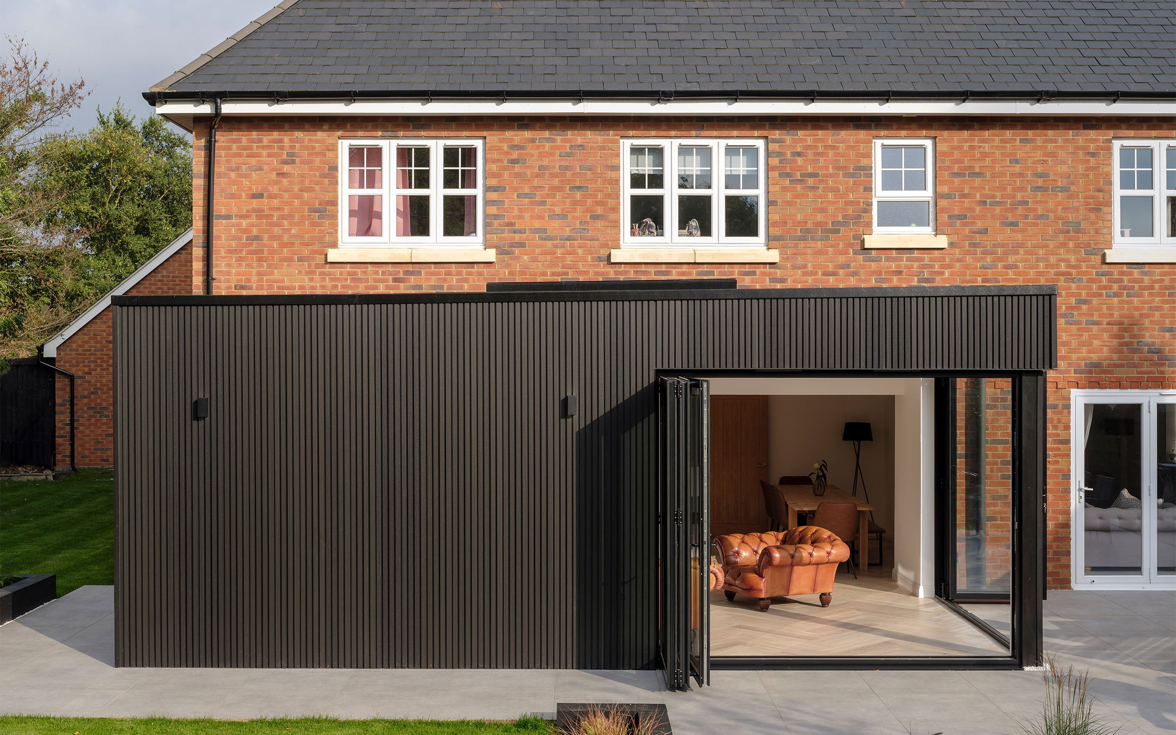 neotimber slatted composite cladding used on architectural home extension
