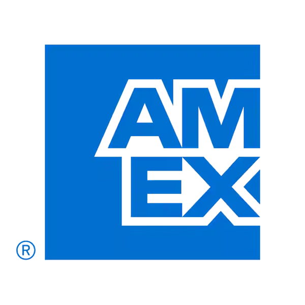 AMEX logo on a blue background
