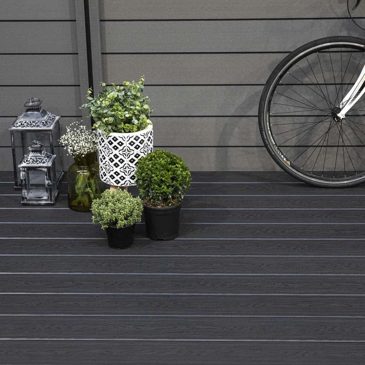 NeoTimber Classic Lite Composite Decking – Charcoal – Lifestyle Deck View