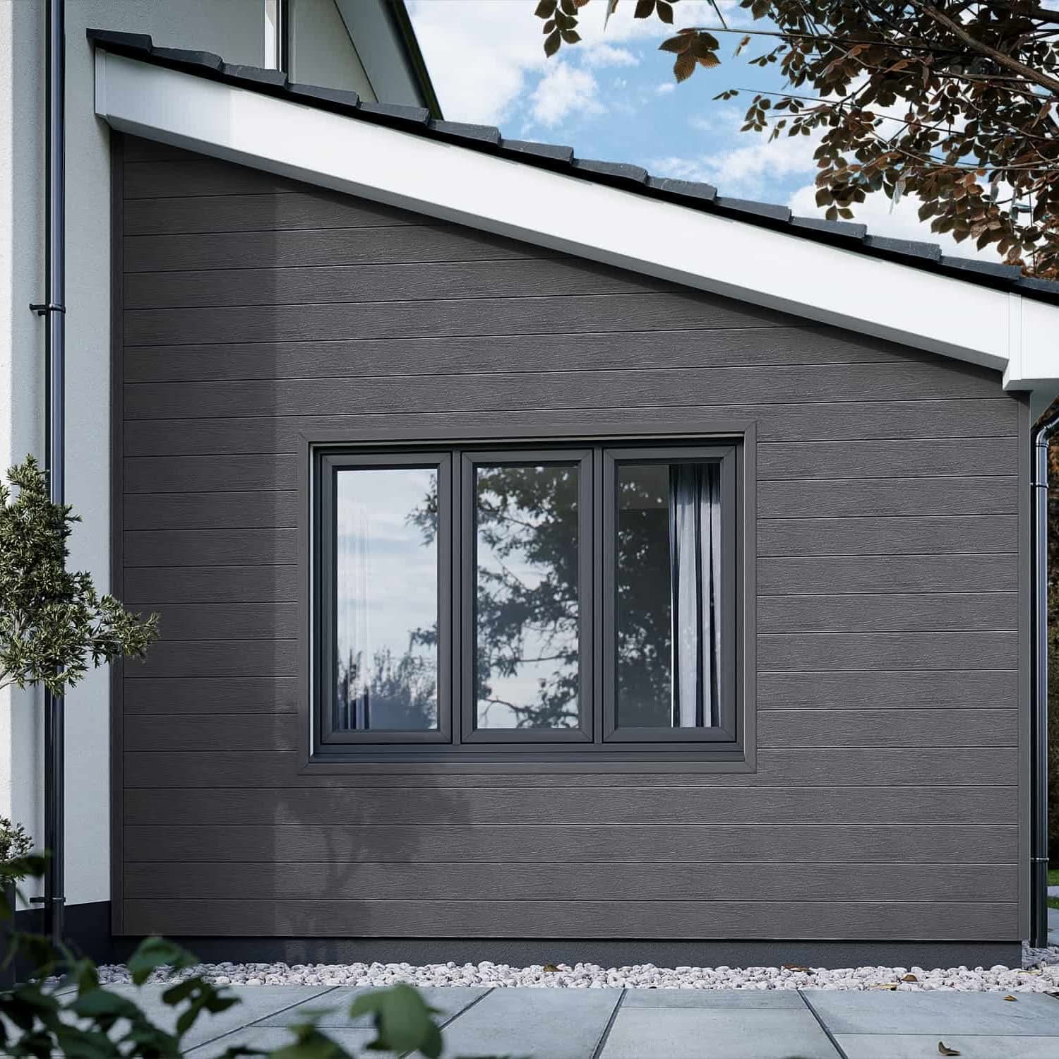 NeoTimber Deluxe Brushed Composite Cladding Boards – Charcoal – Lifestyle Deck View