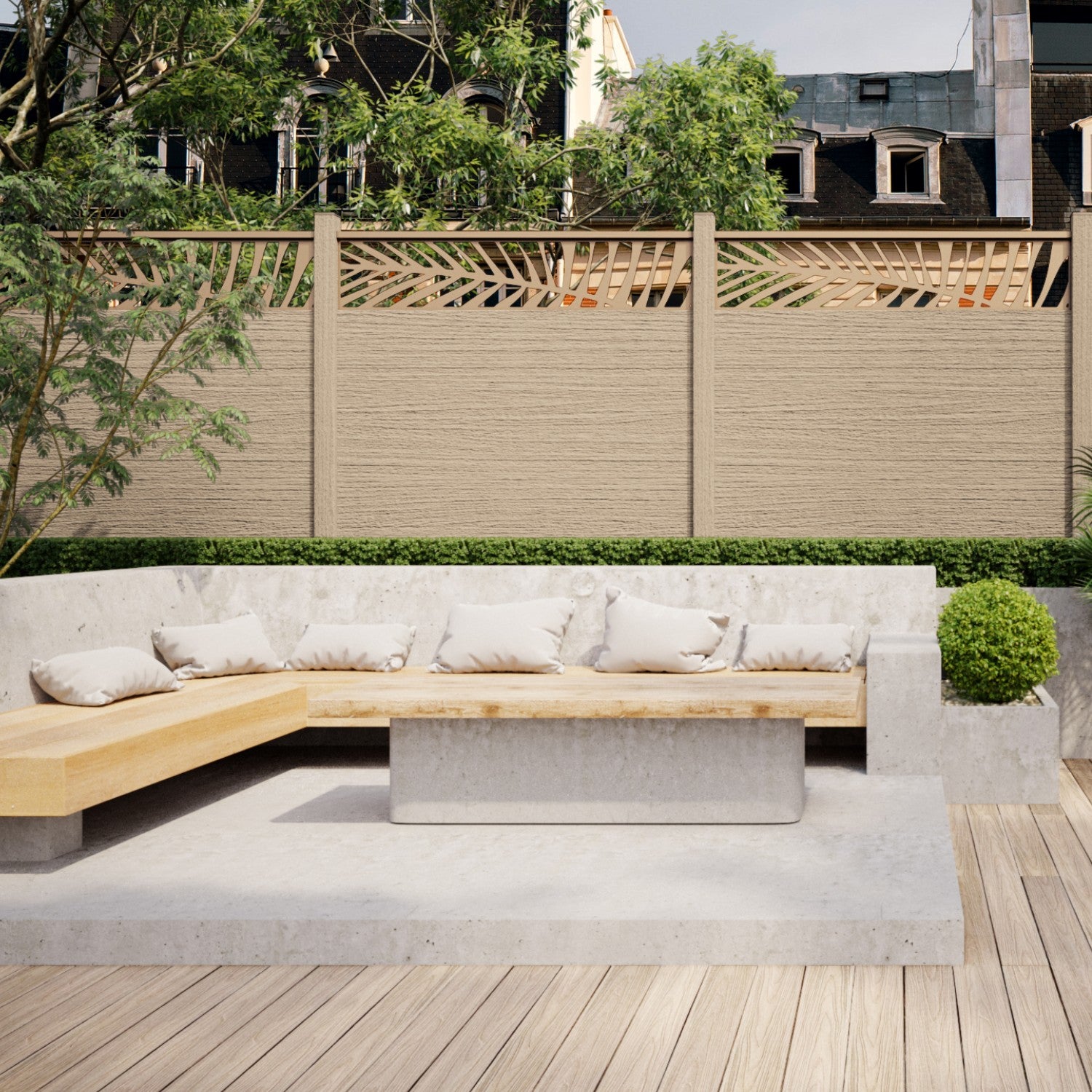 NeoTimber Deluxe Composite Fence Panel Set With Leaf Design – Advanced Capped Composite Protection