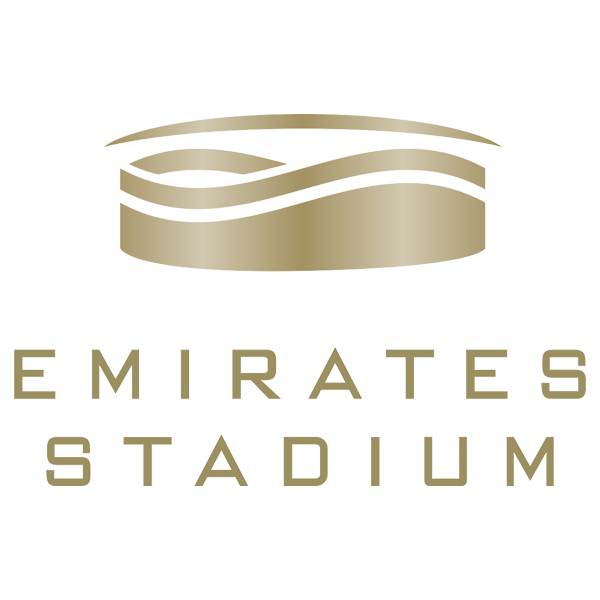 gold logo of Emirates Stadium on a white background
