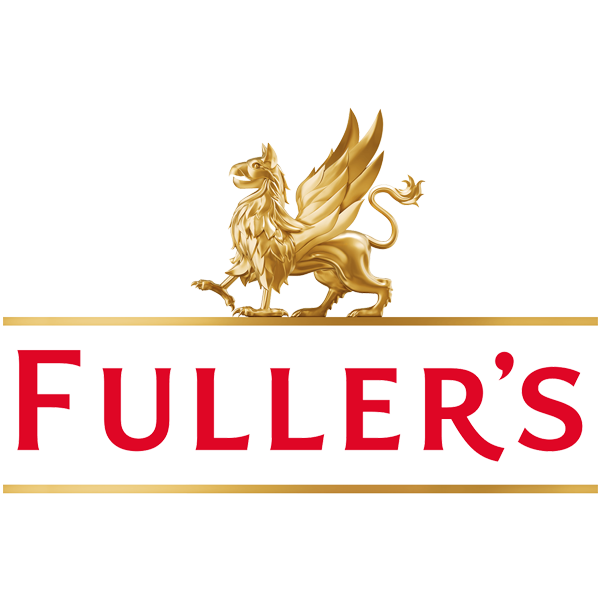 Fuller's logo with a gold lion emblem and red text on a white background