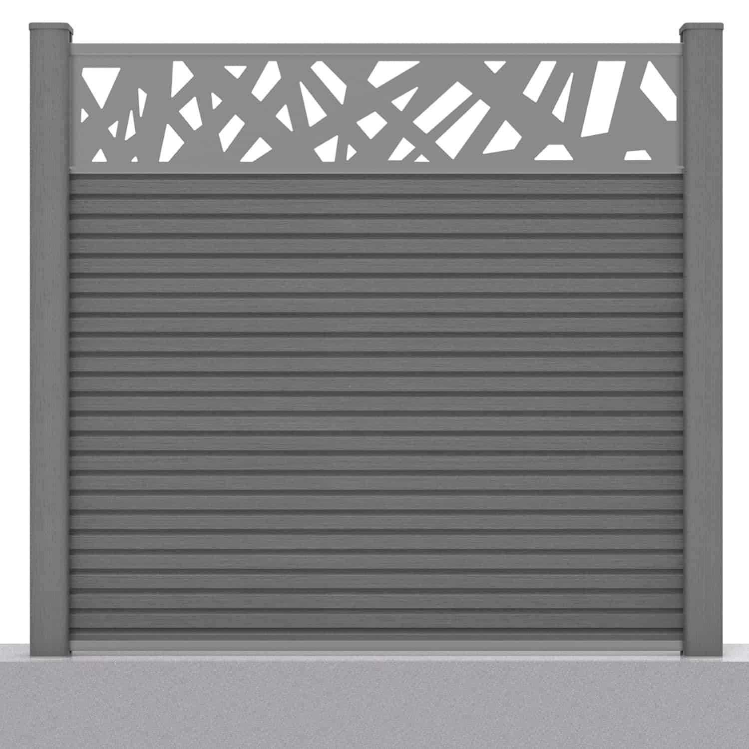 Slatted composite fence panel set - contemporary design