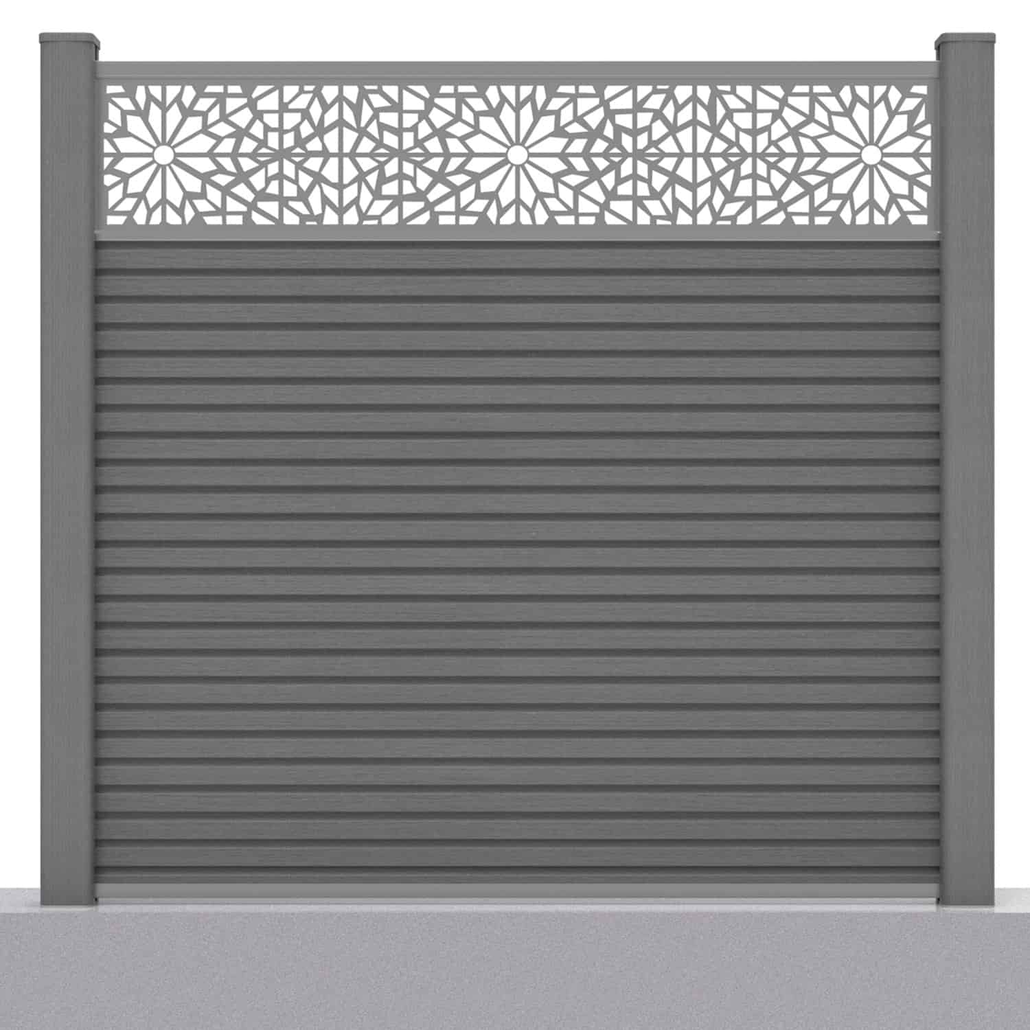 Slatted composite fence panel set - geometric design