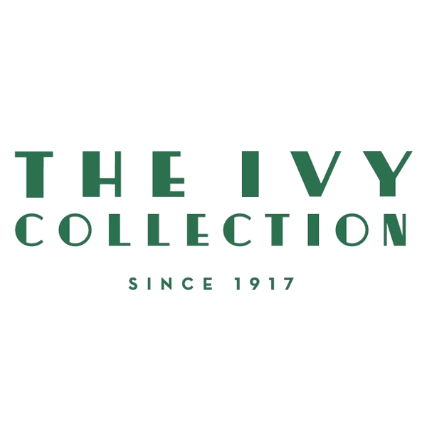 logo of The Ivy Collection with green text on a white background