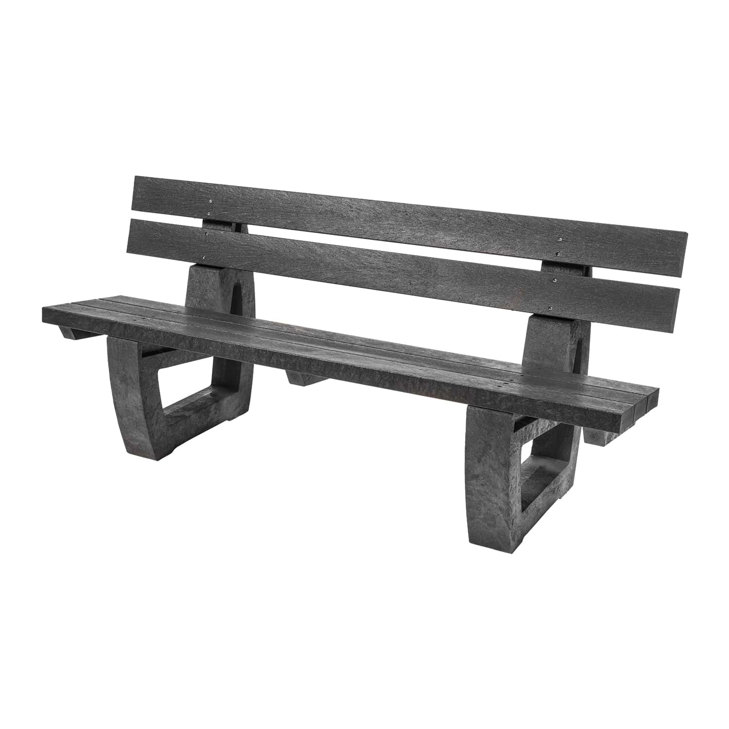 NeoTimber Recycled Plastic Moulded Bench With Backrest Black