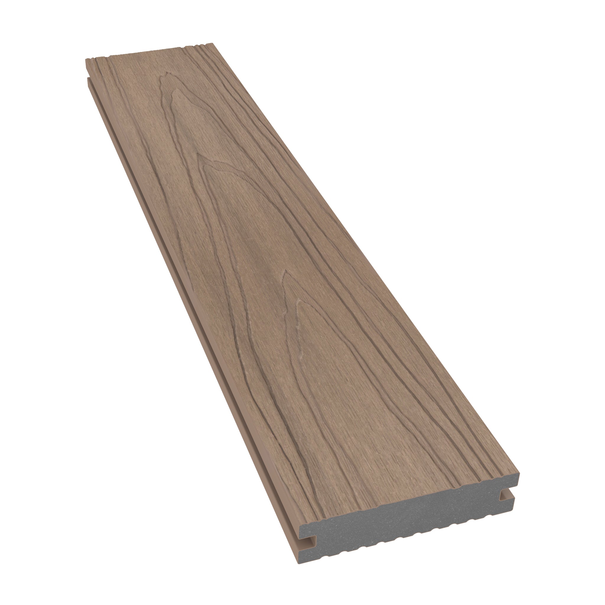 NeoTimber Deluxe Narrow Composite Deck Board – Oak – Angled Close Up - Woodgrain