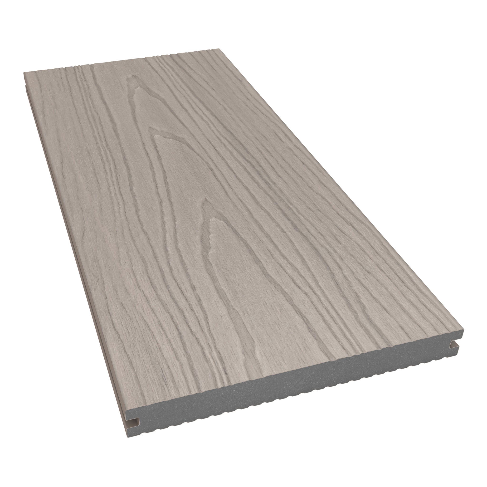 NeoTimber Deluxe Wide Composite Deck Board – Ash White – Angled Close Up