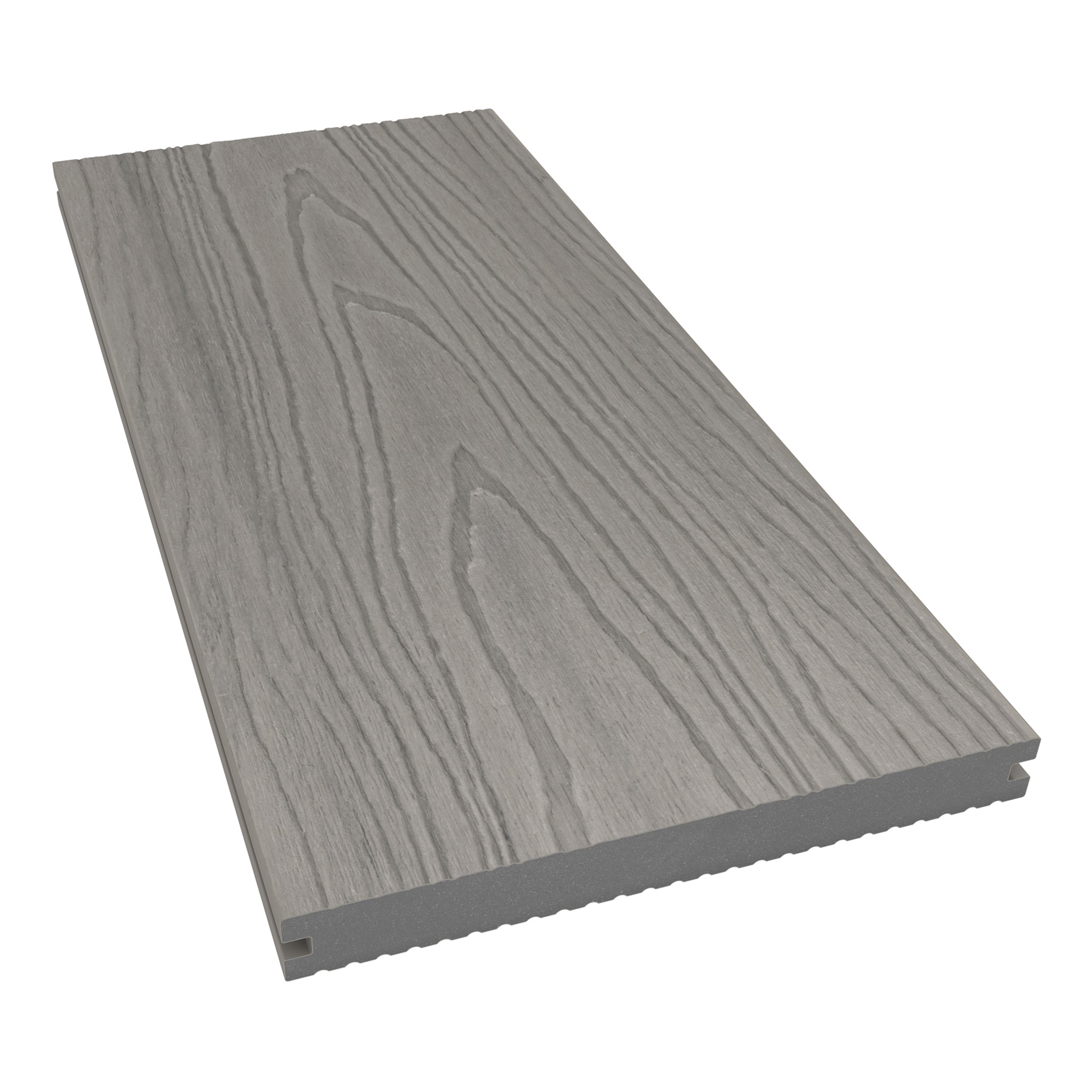 NeoTimber Deluxe Wide Composite Deck Board – Silver Birch – Angled Close Up