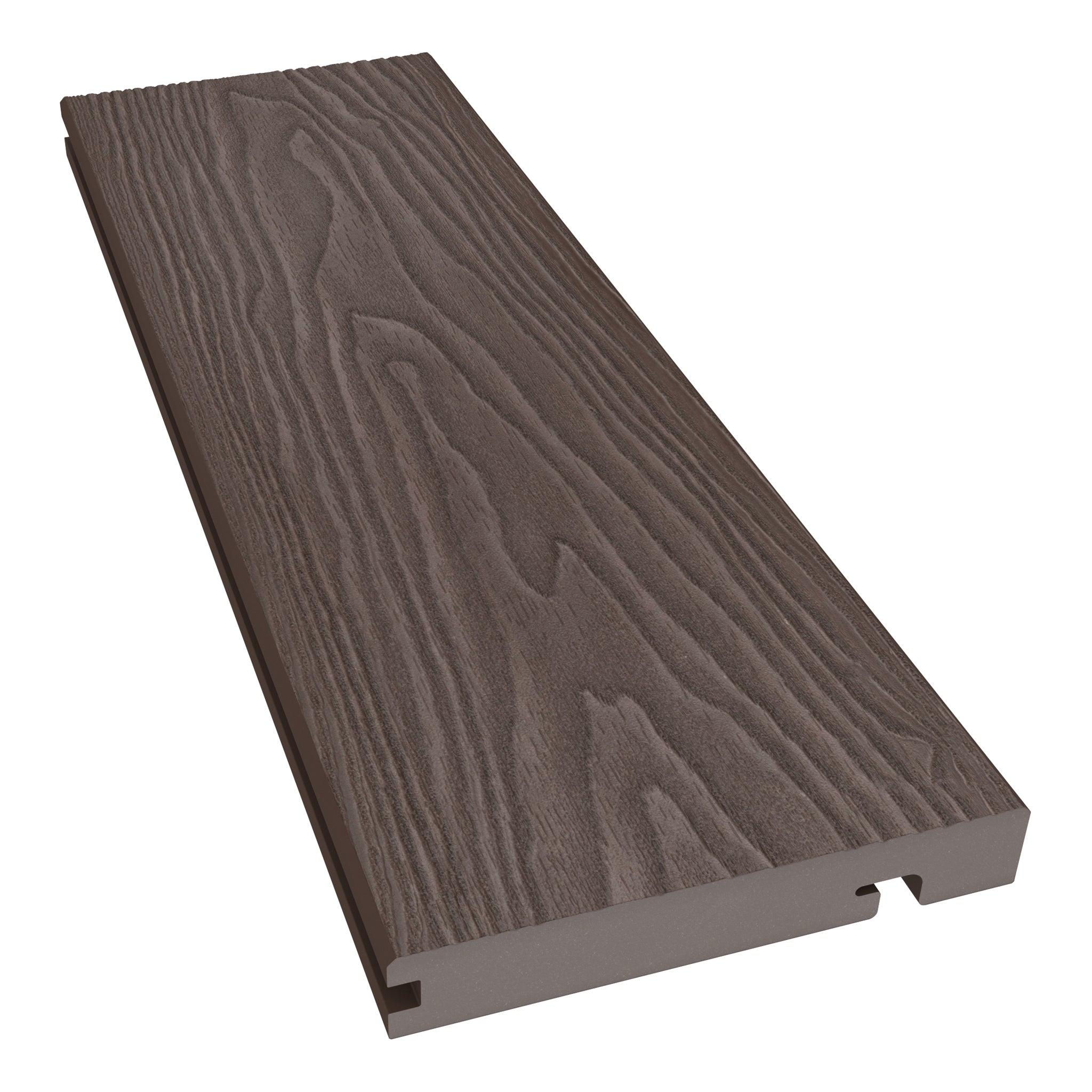 NeoTimber Classic Woodgrain Composite Decking Edge Board – Chocolate – Non-FSC Clearance – Angled Close Up