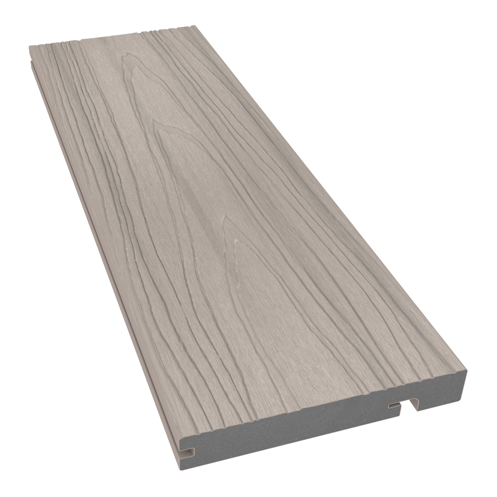 NeoTimber Deluxe Woodgrain Composite Decking Edge Board – Ash White – Angled Close Up