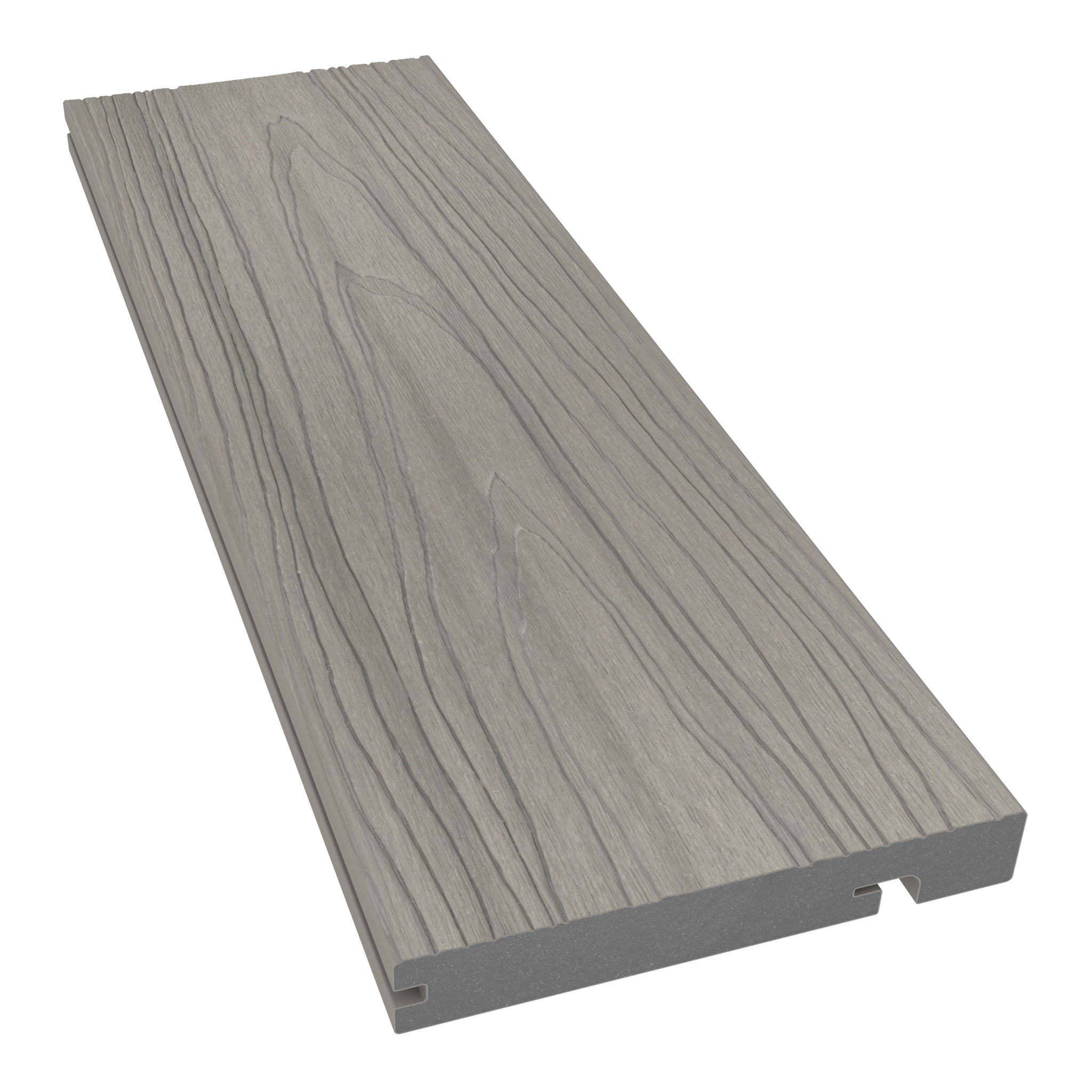 NeoTimber Deluxe Woodgrain Composite Decking Edge Board – Silver Birch – Angled Close Up