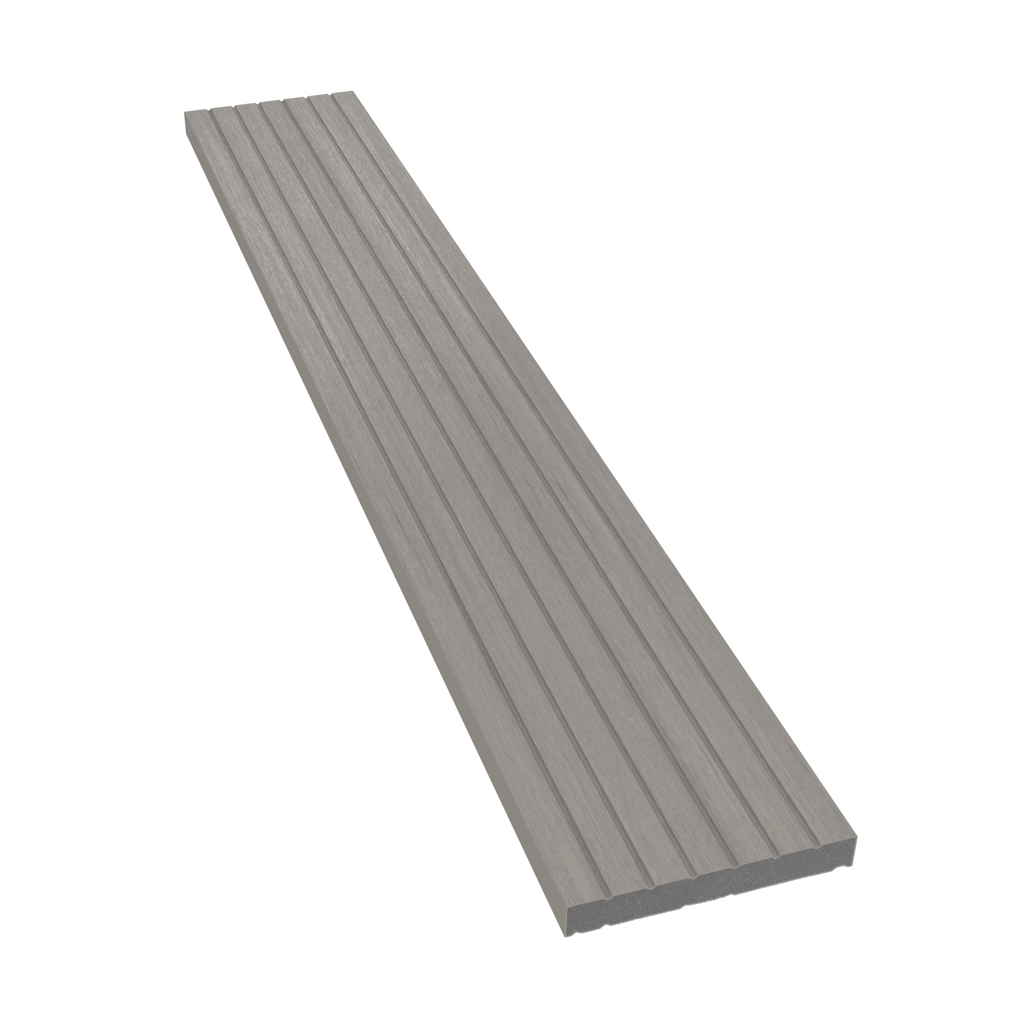 NeoTimber Deluxe & Slatted Composite Cladding Skirting Trim – Silver Birch – Angled Close Up - Grooved