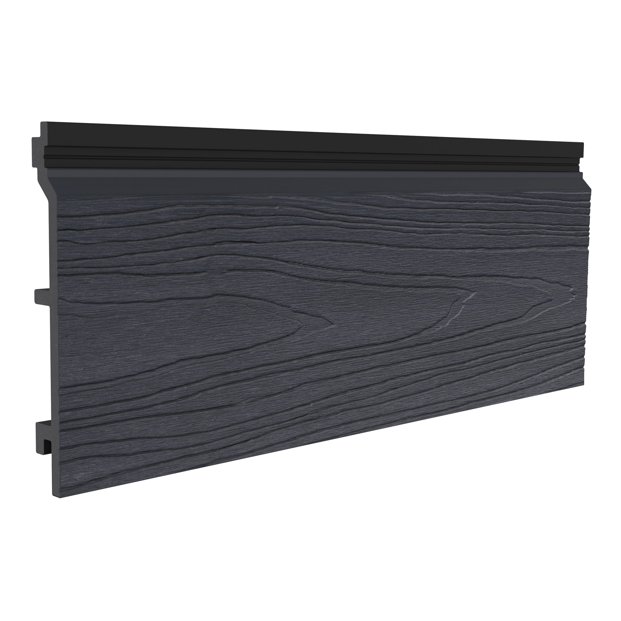NeoTimber Deluxe Woodgrain Composite Cladding Board – Charcoal – Angled Close Up