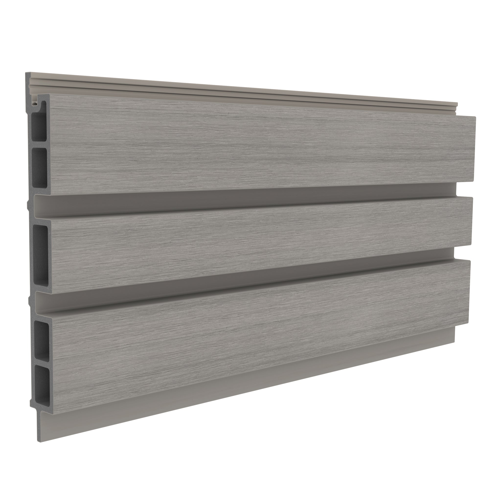NeoTimber Board and Batten Slatted Composite Cladding Board – Silver Birch – Angled Close Up