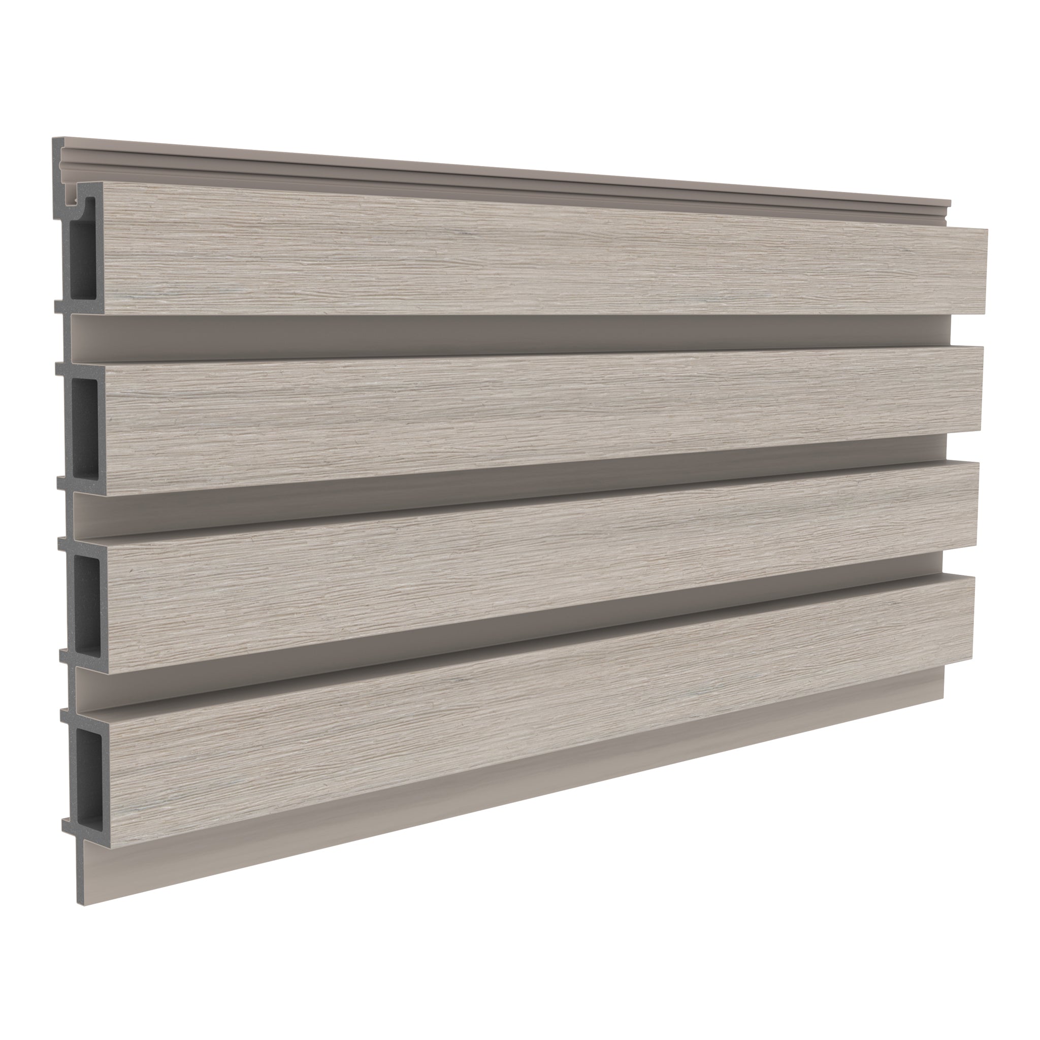 NeoTimber Slatted Composite Cladding Board – Ash White – Angled Close up