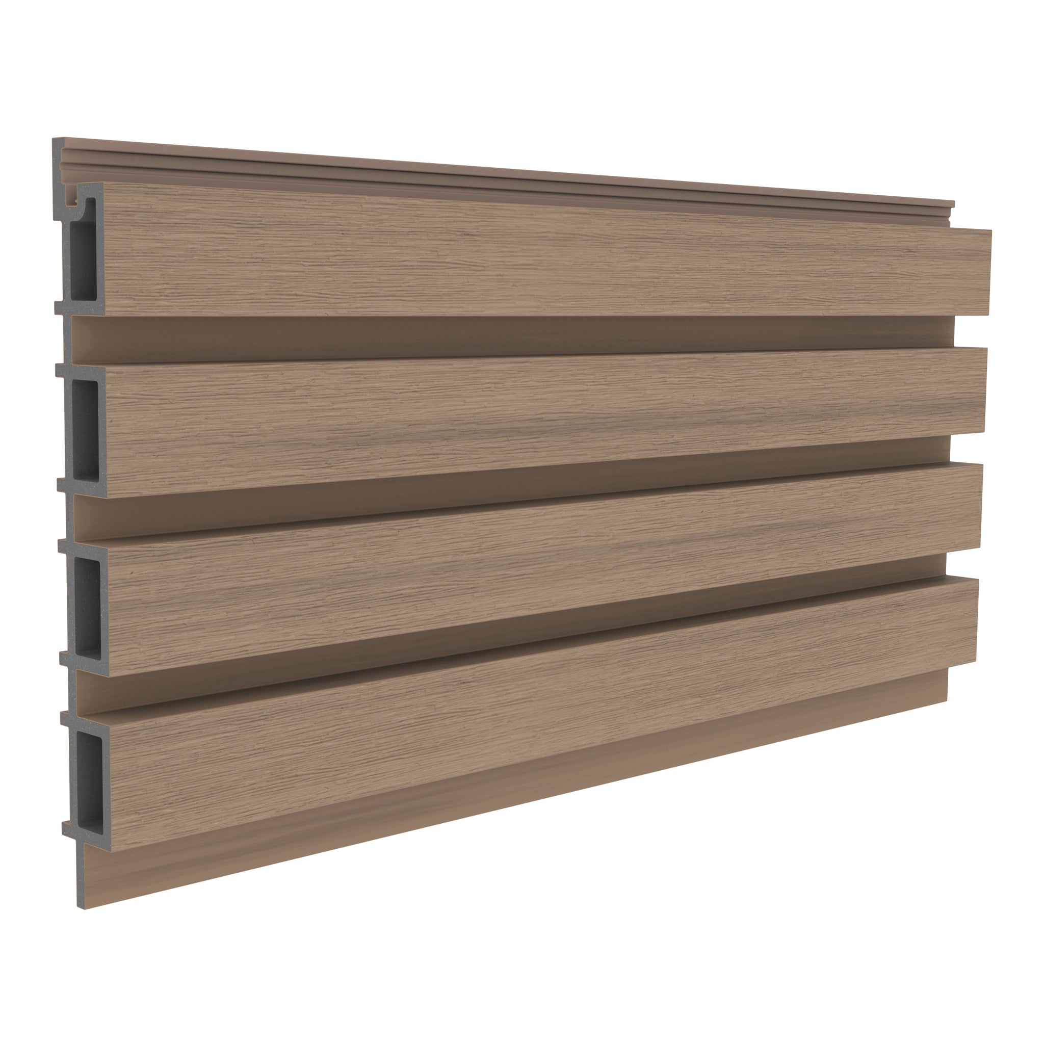 NeoTimber Slatted Composite Cladding Board – Oak – Angled Close up