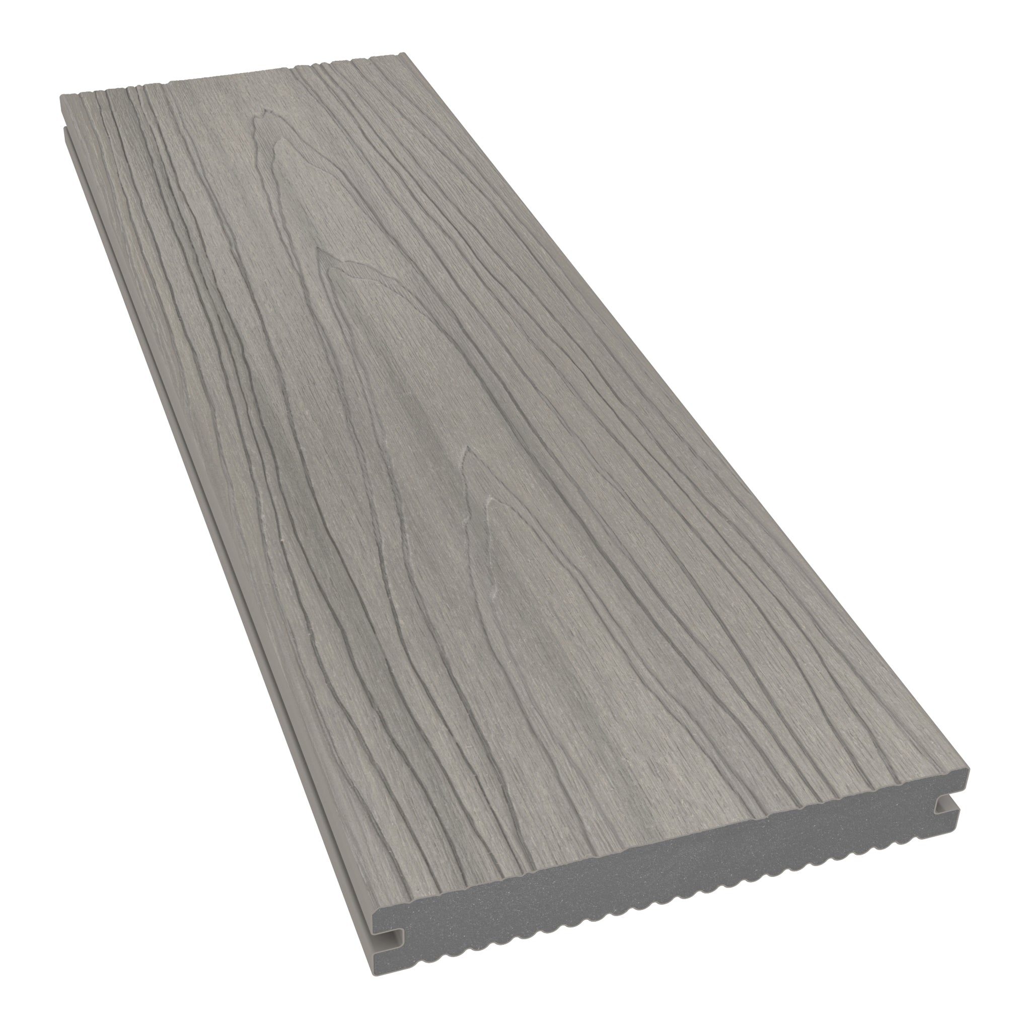 NeoTimber Deluxe Solid Composite Deck Board – Silver Birch – Angled Close-Up