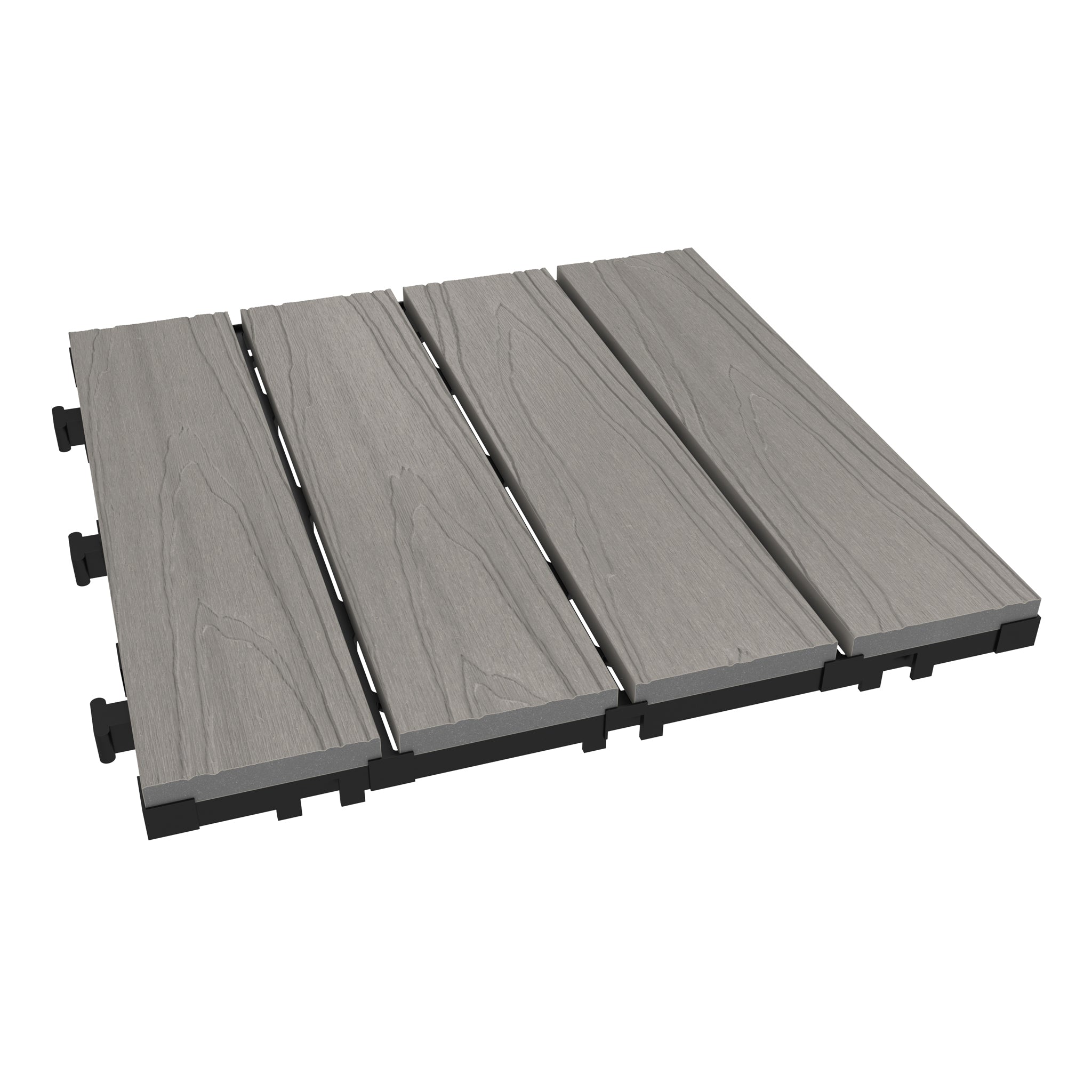 NeoTimber Deluxe Composite Deck Tiles – Silver Birch – Angled Close Up
