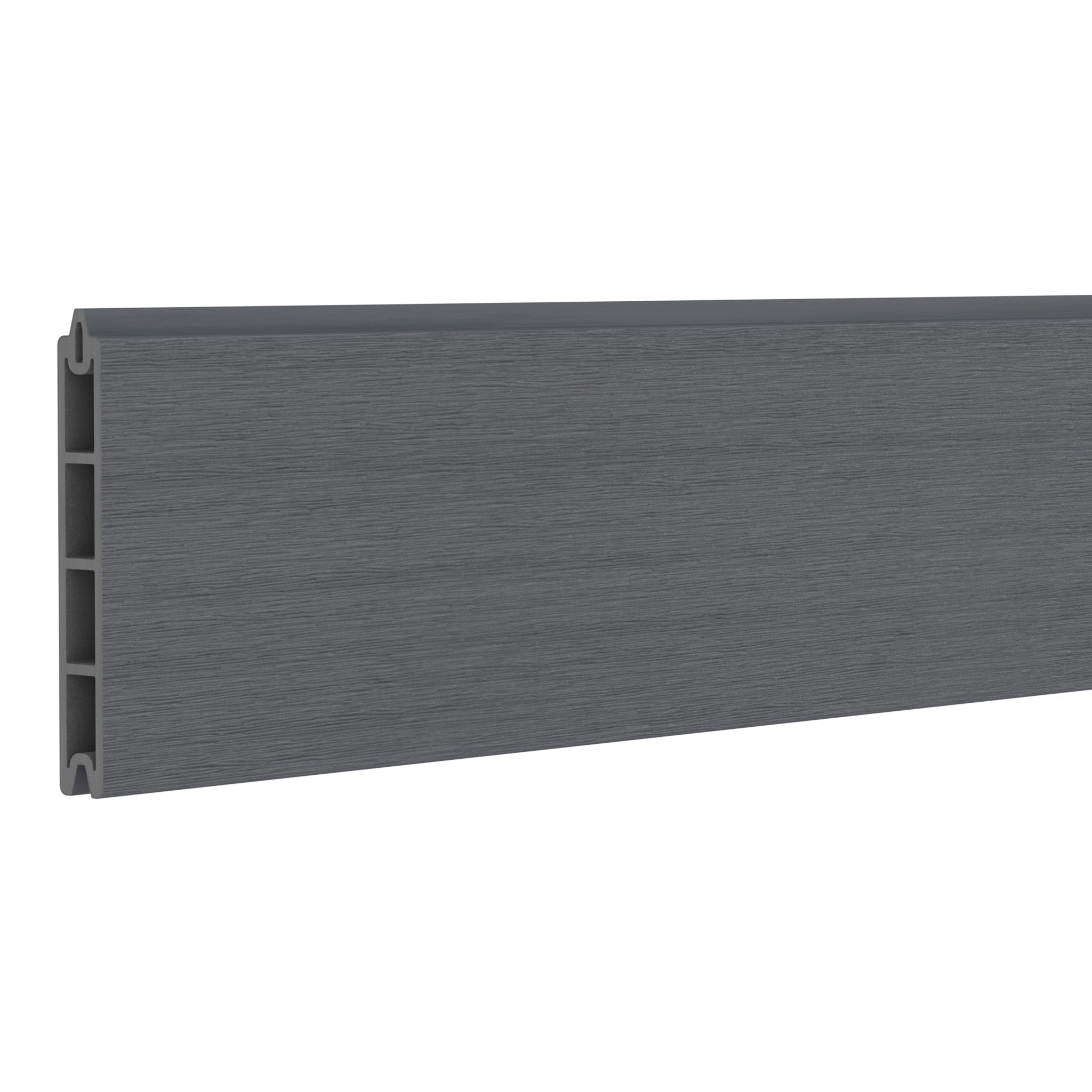 NeoTimber Deluxe Composite Fence Board - Grey - Angled Close Up - Brushed