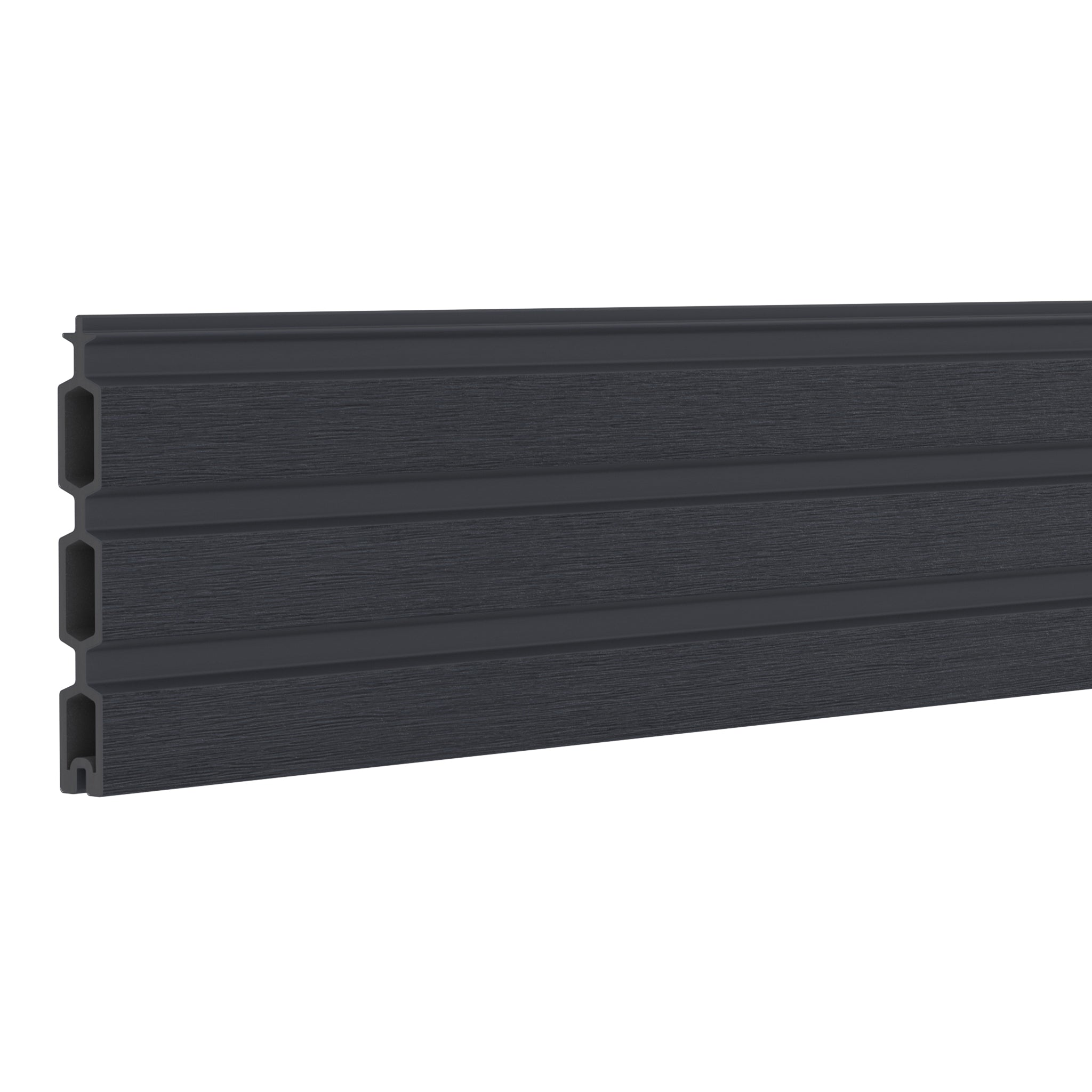 NeoTimber Slatted Composite Fence Board - Charcoal Black - Angled Close Up