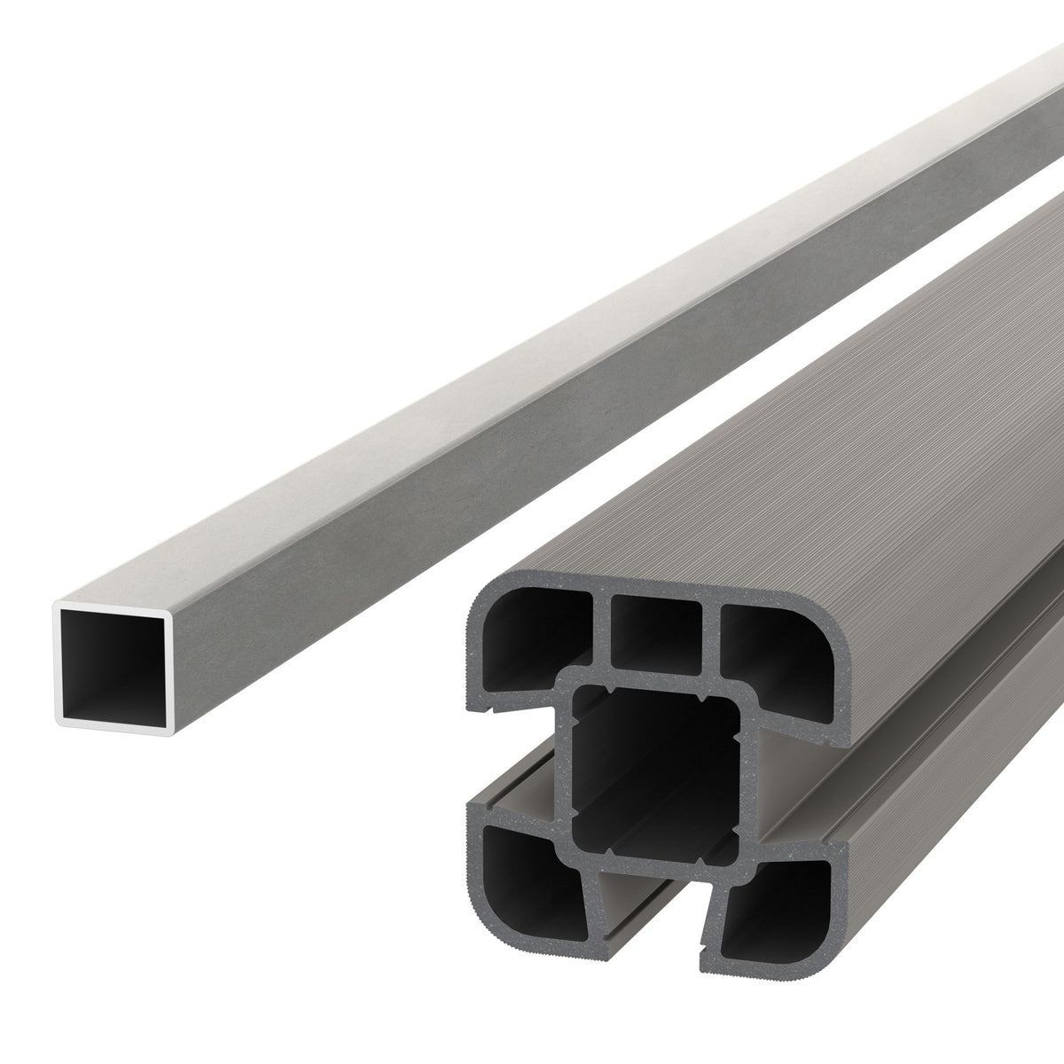 NeoTimber Composite Fence Post Set - Soft Ground - Silver Birch - Angled Close-Up