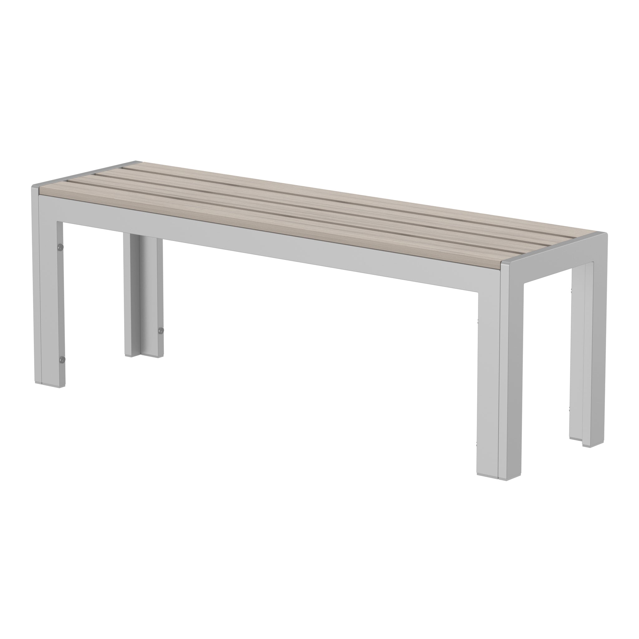NeoTimber Composite Bench – Ash White – Angled Close-Up