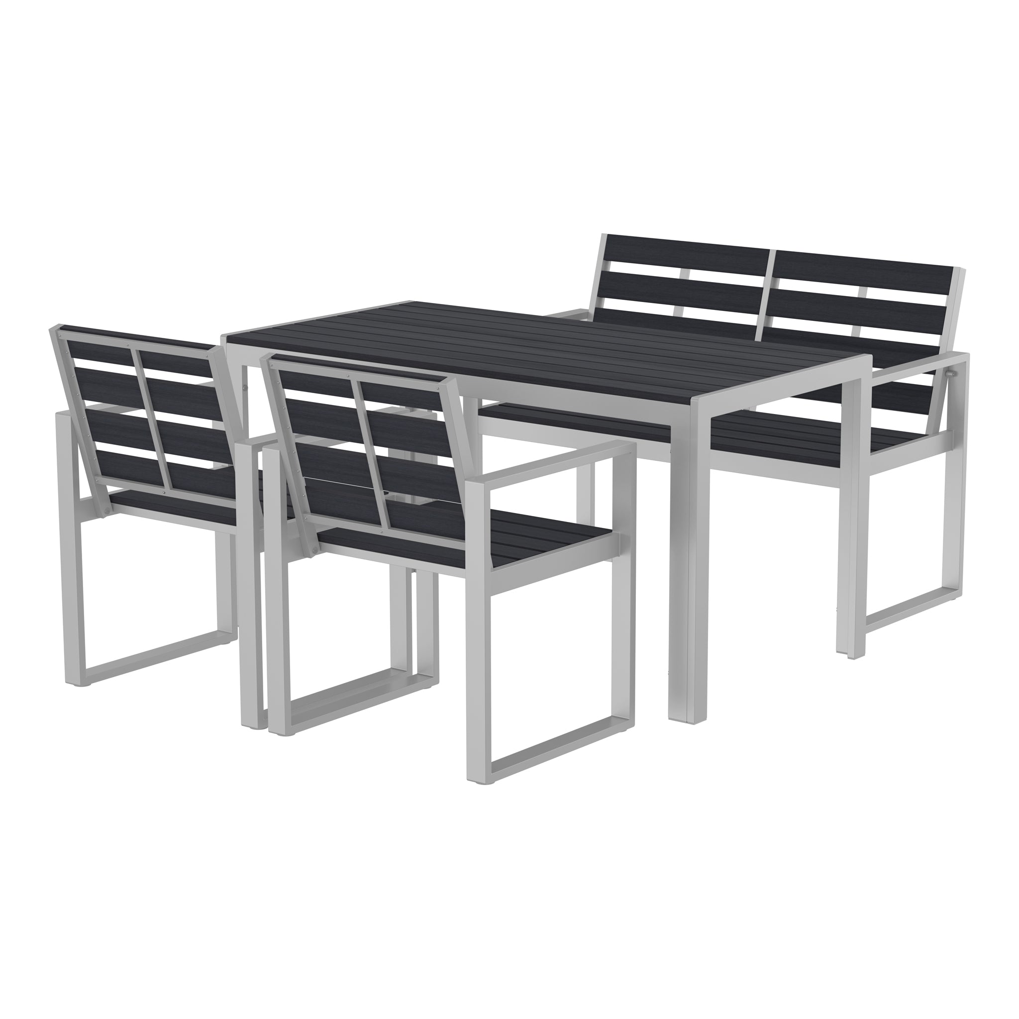 NeoTimber 4-Seater Composite Patio Furniture Set – Charcoal – Angled Close Up
