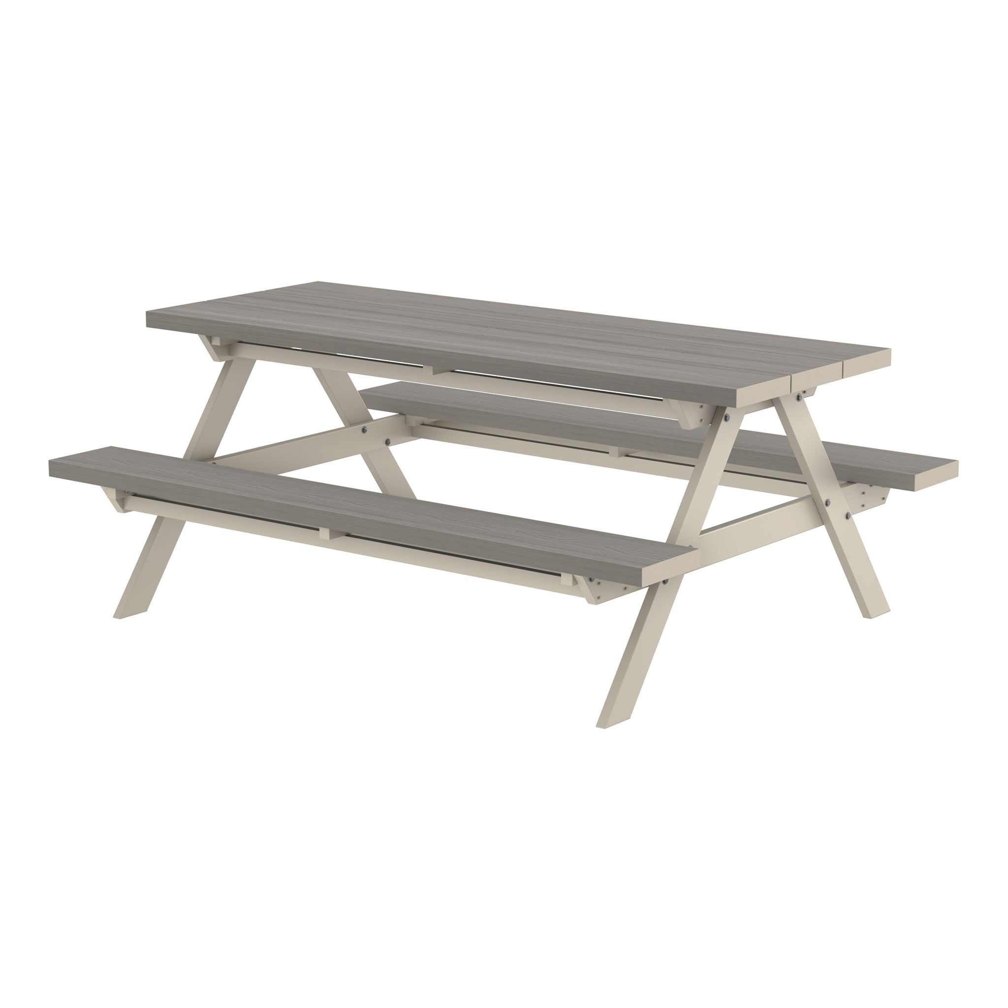 NeoTimber Composite Picnic Table – Silver Birch – Angled Close Up