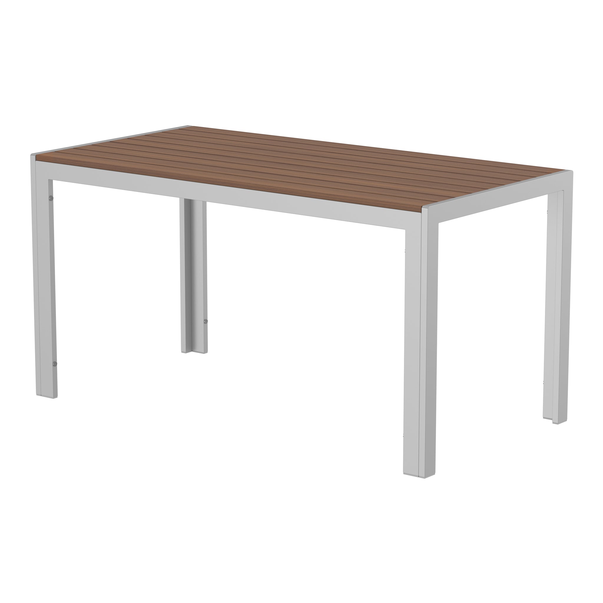 NeoTimber Composite Rectangular Table – Teak – Angled Close-Up