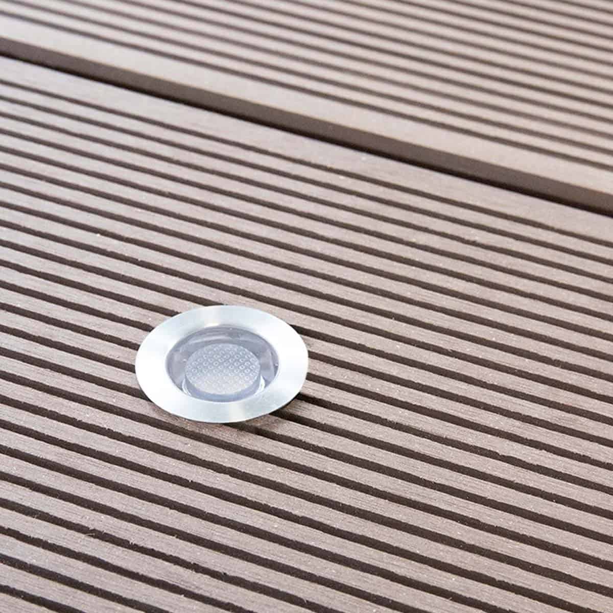 NeoTimber Mains-Powered LED Decking Lights - In Situ - Chocolate Decking