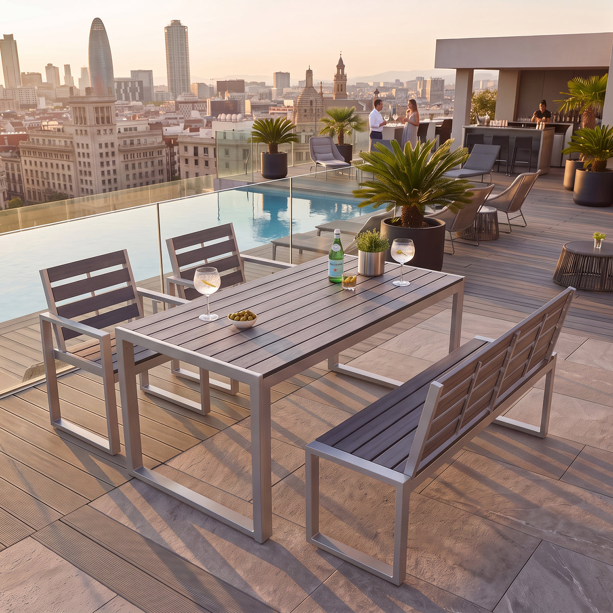 4-Seater Composite Patio Furniture Set – Comfortable Outdoor Seating for Hotels, Attractions and Commercial Terraces