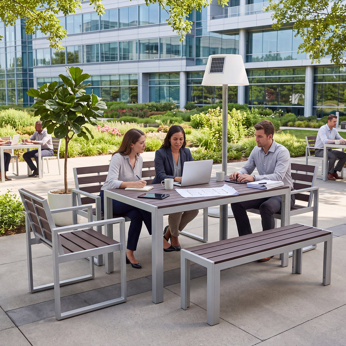 6-Seater Composite Patio Furniture Set – Stain-Resistant Outdoor Seating for Hospitality, Leisure and Workplace Spaces