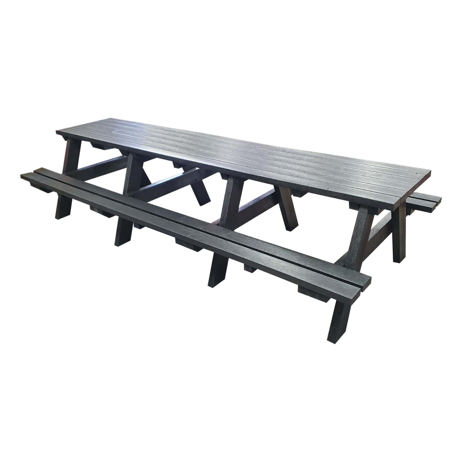 Recycled Plastic A-Frame Picnic Table - 3m Length - Black