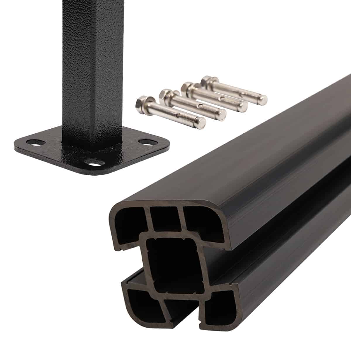 Composite Fence Post Set - Hard Ground - Grey