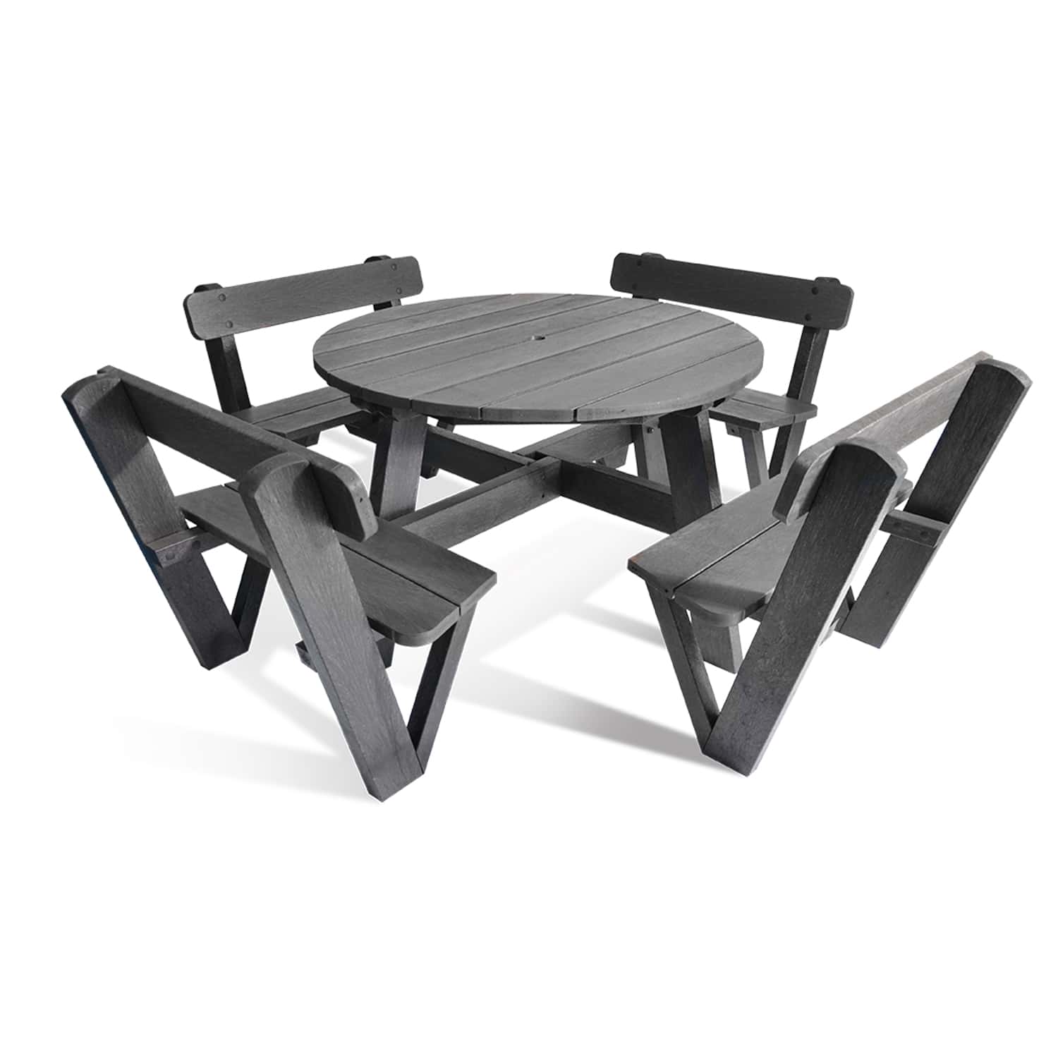 NeoTimber Recycled Plastic Round Picnic Table With Backrests