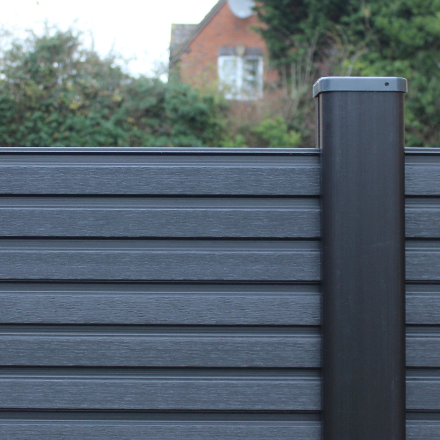 NeoTimber® Slatted Composite Fence Panel Set with Leaf Screen – Premium Composite Posts