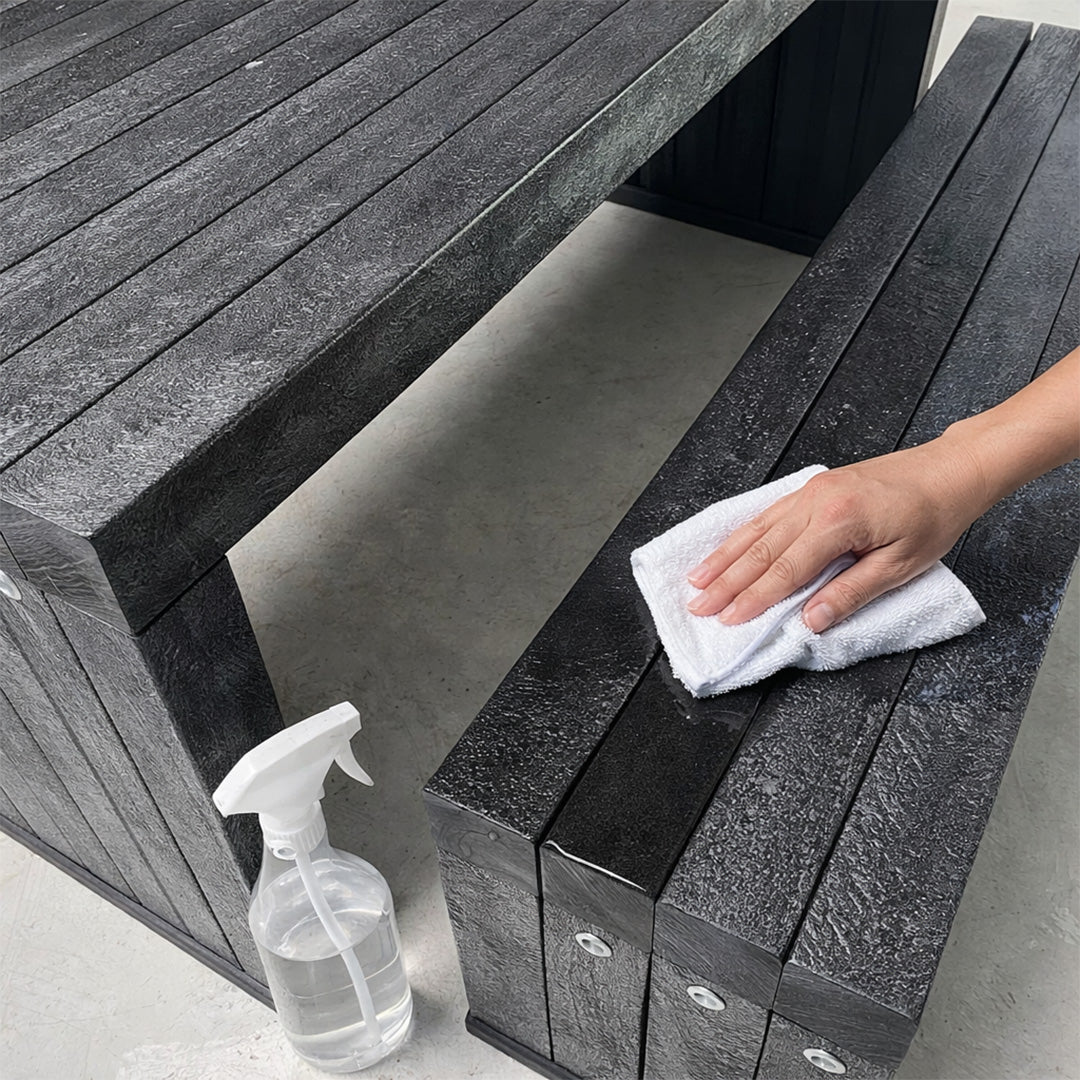 Recycled Plastic Space Saver Table & Bench Set – Contemporary Seating