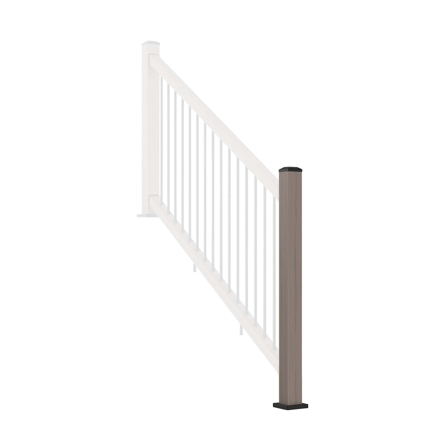NeoTimber Composite Balustrade Stair Railing Post - Angled - Ash White