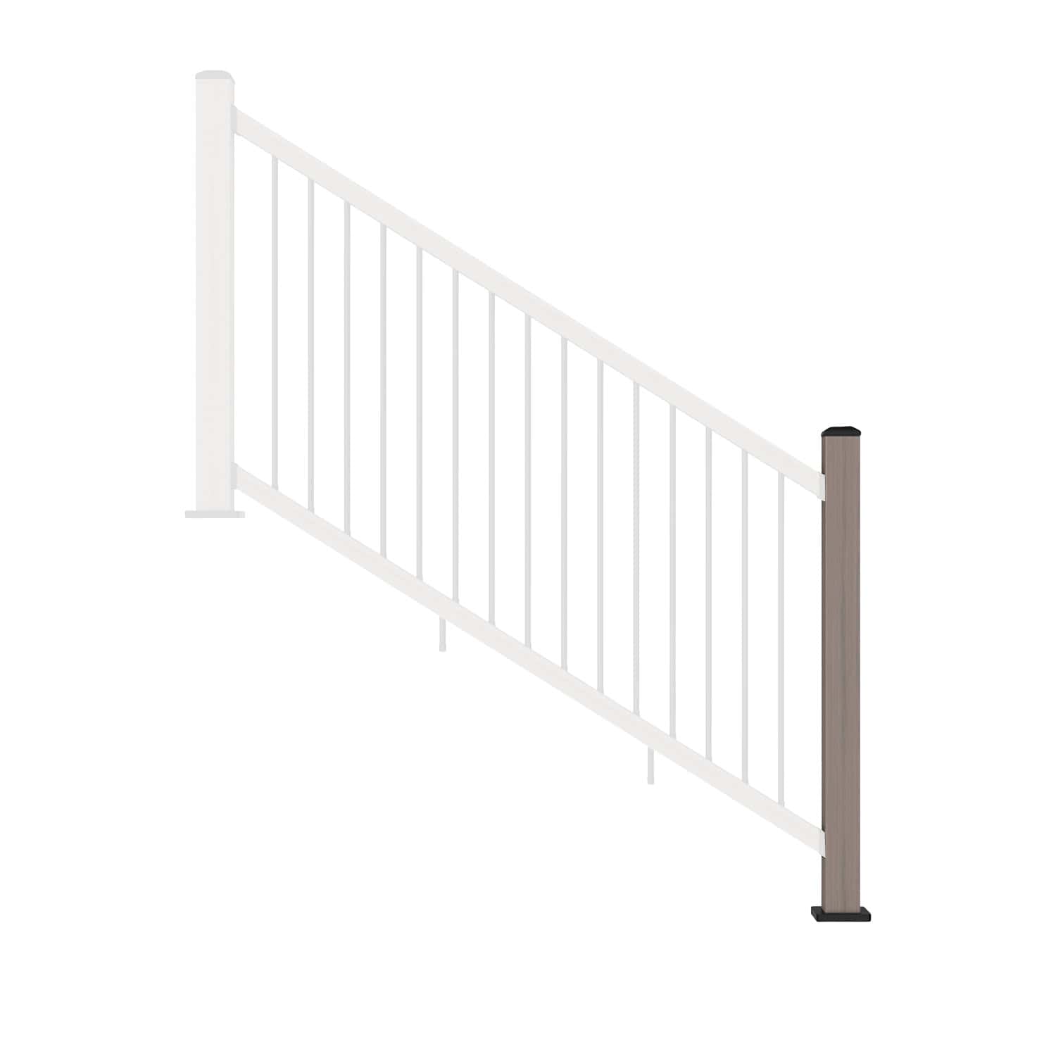 NeoTimber Composite Balustrade Stair Railing Post - Front On - Ash White