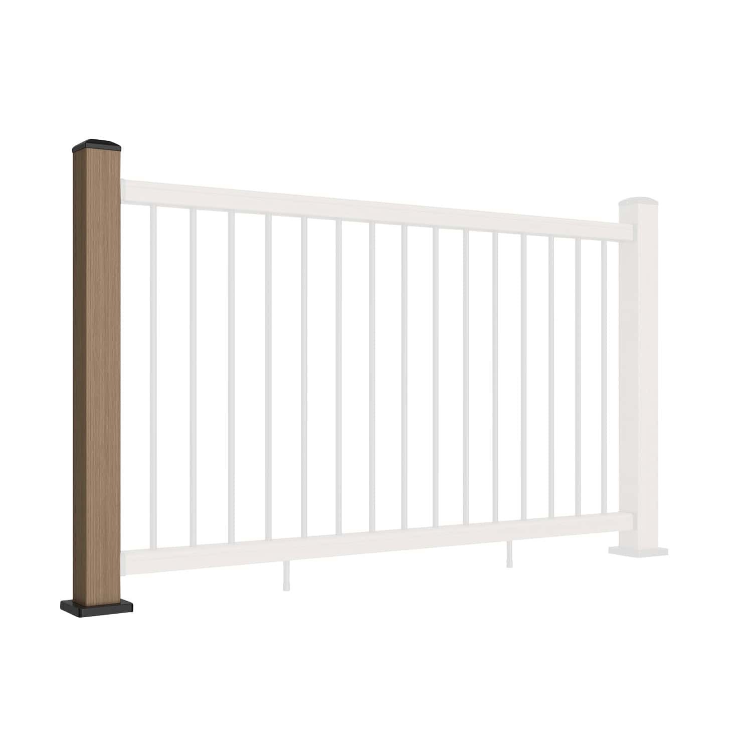 Composite Balustrade Straight Railing Post - Oak - Angled