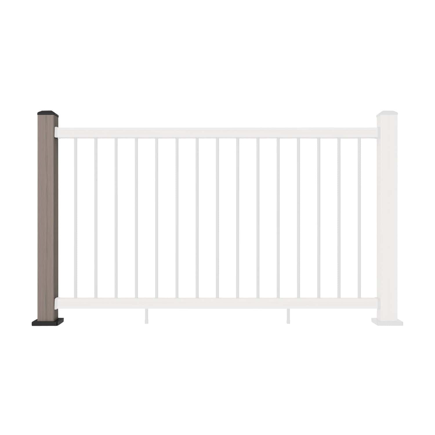 Composite Balustrade Straight Railing Post - Ash White - Straight On
