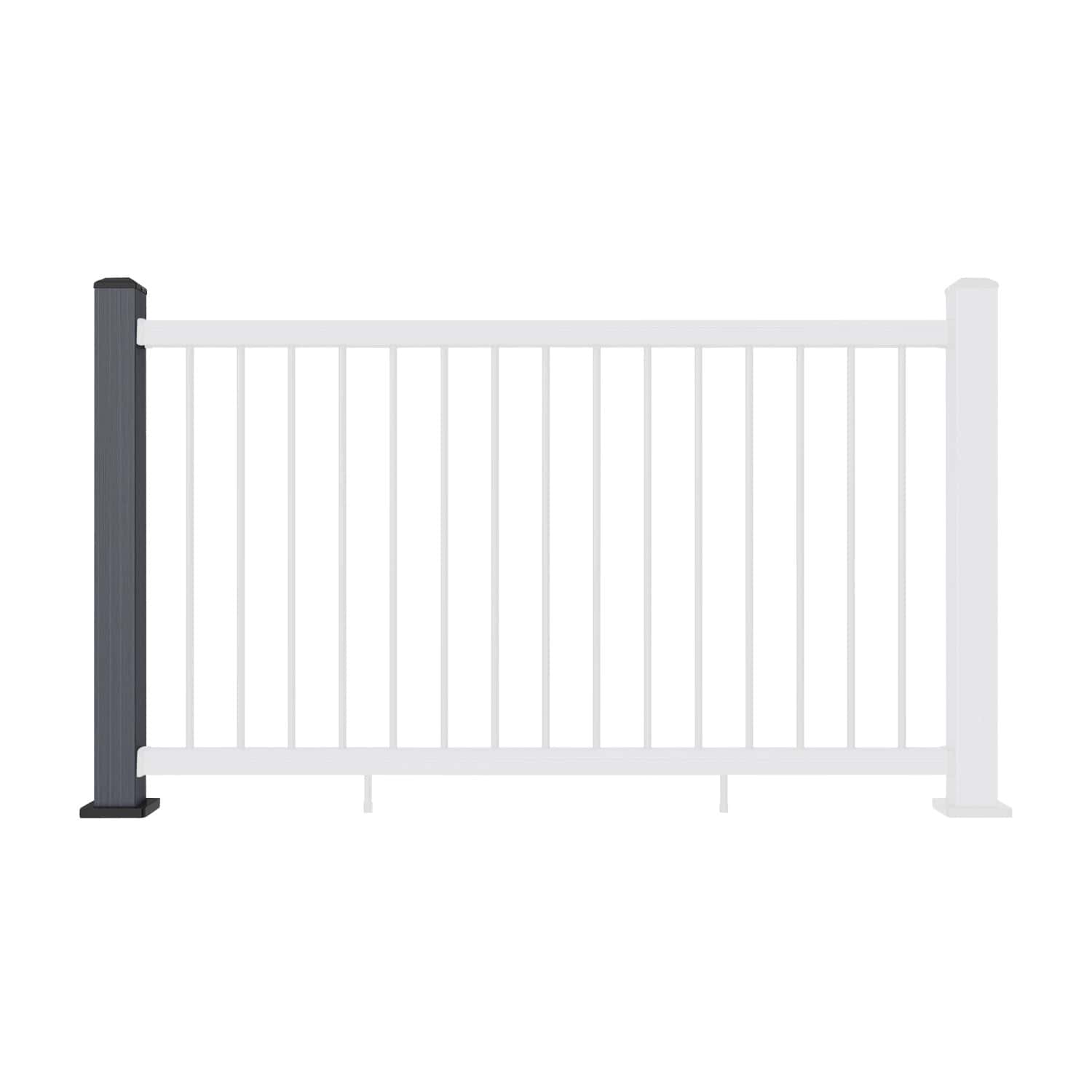 Composite Balustrade Straight Railing Post - Grey - Straight On