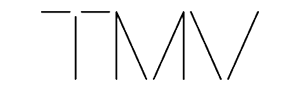 Black 'TMV' logo on a white background