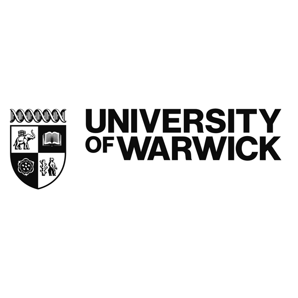 Logo of the University of Warwick with a black and white design on a white background